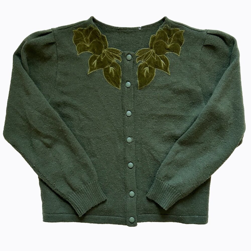 Vintage Women's Autumn/Fall Green Cardigan